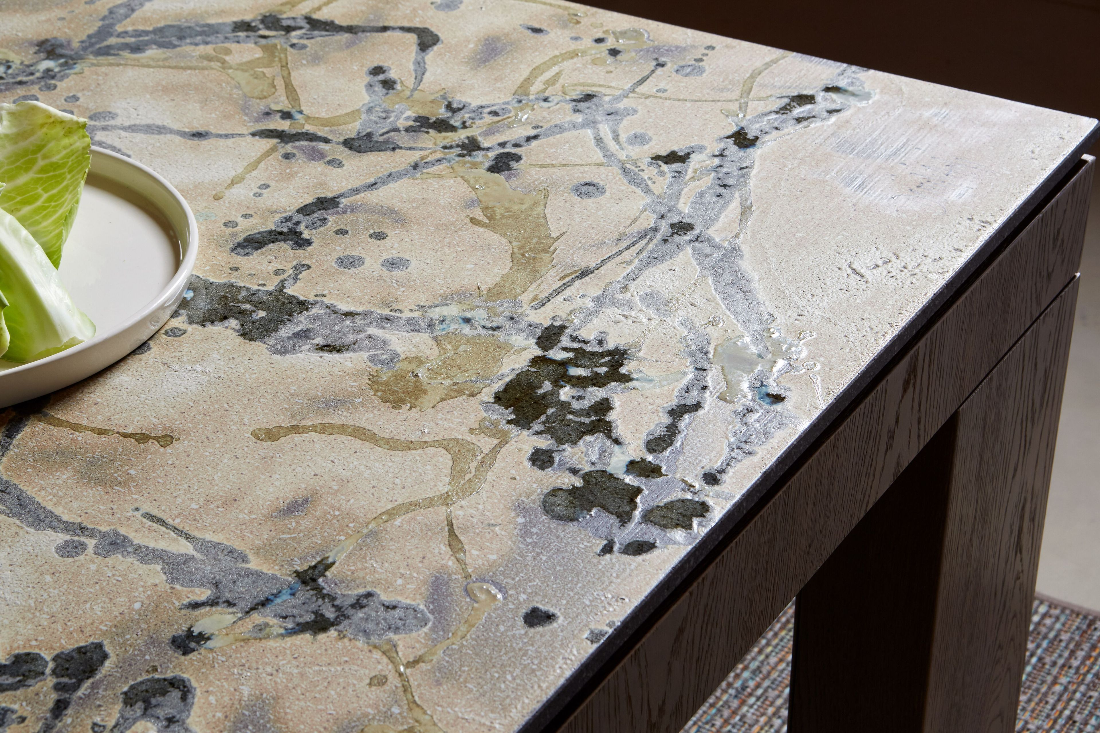 Прямоугольный стол из фаянса и дуба DOMIZIANI современный ARCH-00054243 - Вид №1