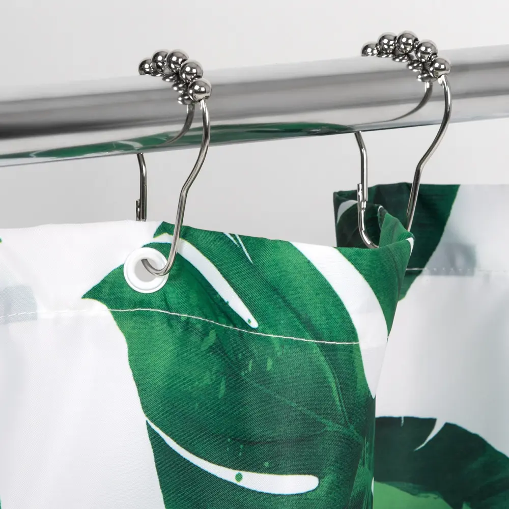 Штора для ванны Manu 180x200 см, полиэстер, цвет белый/зелёный WESS STLM-2154002 - Вид №3