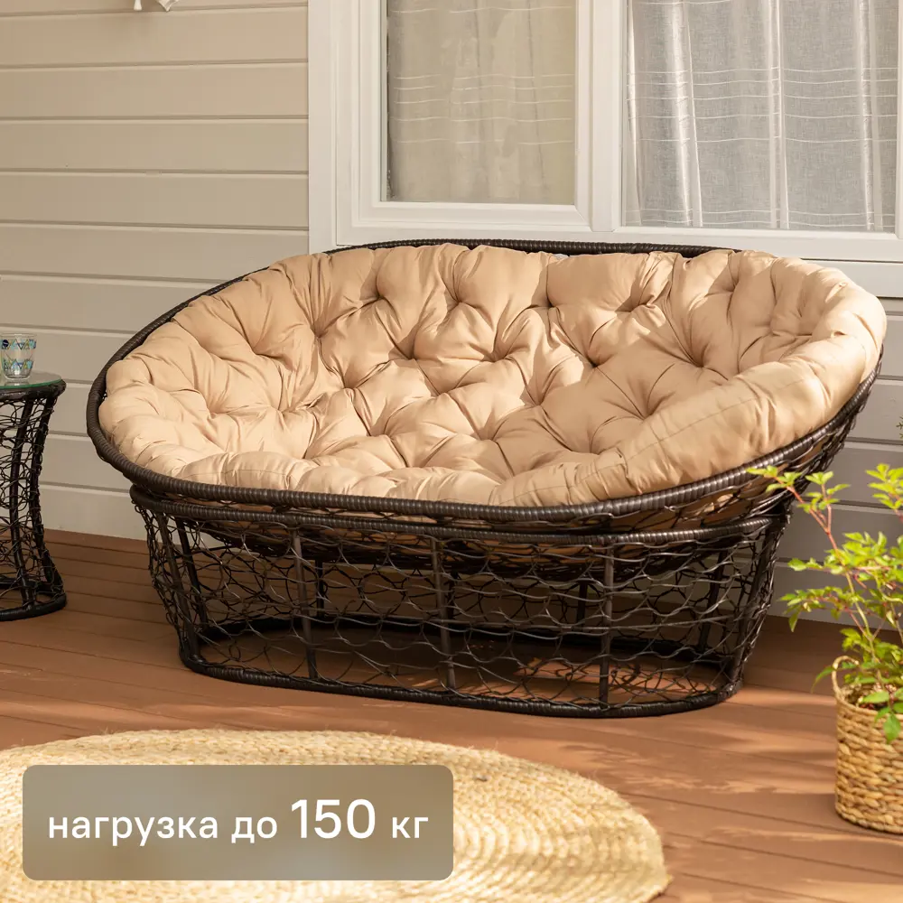 Диван садовый Greengard Малага с подушкой 60x104x165 см искусственный ротанг бежевый ДВМ STLM-2014470