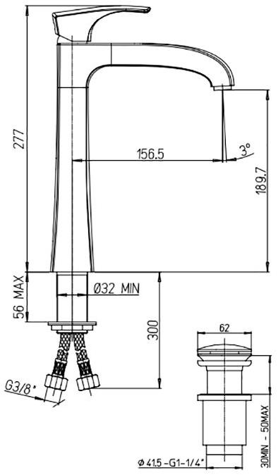Paini Lady 89YO211LLLSSR смеситель для раковины с донным клапаном - Вид №2