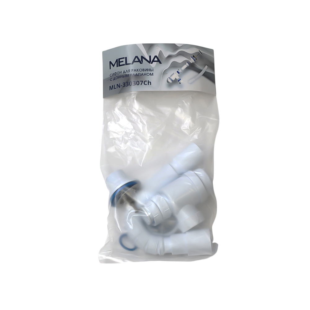 Сифон для раковины с донным клапаном (хром) без перелива 330307Ch MELANA MLN-330307Ch - Вид №1