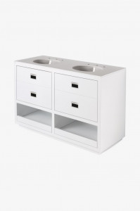 OPVN02 Двойная деревянная раковина Opus 52 1/2 x 21 x 34 3/4 дюйма с Corian Top и раковинами Saxby Waterworks