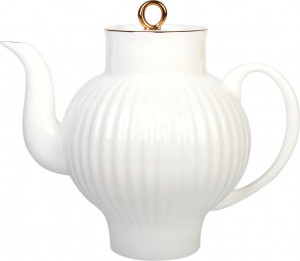 10529394 Императорский фарфоровый завод Чайник заварной "Золотой кантик" "Волна" Фарфор костяной