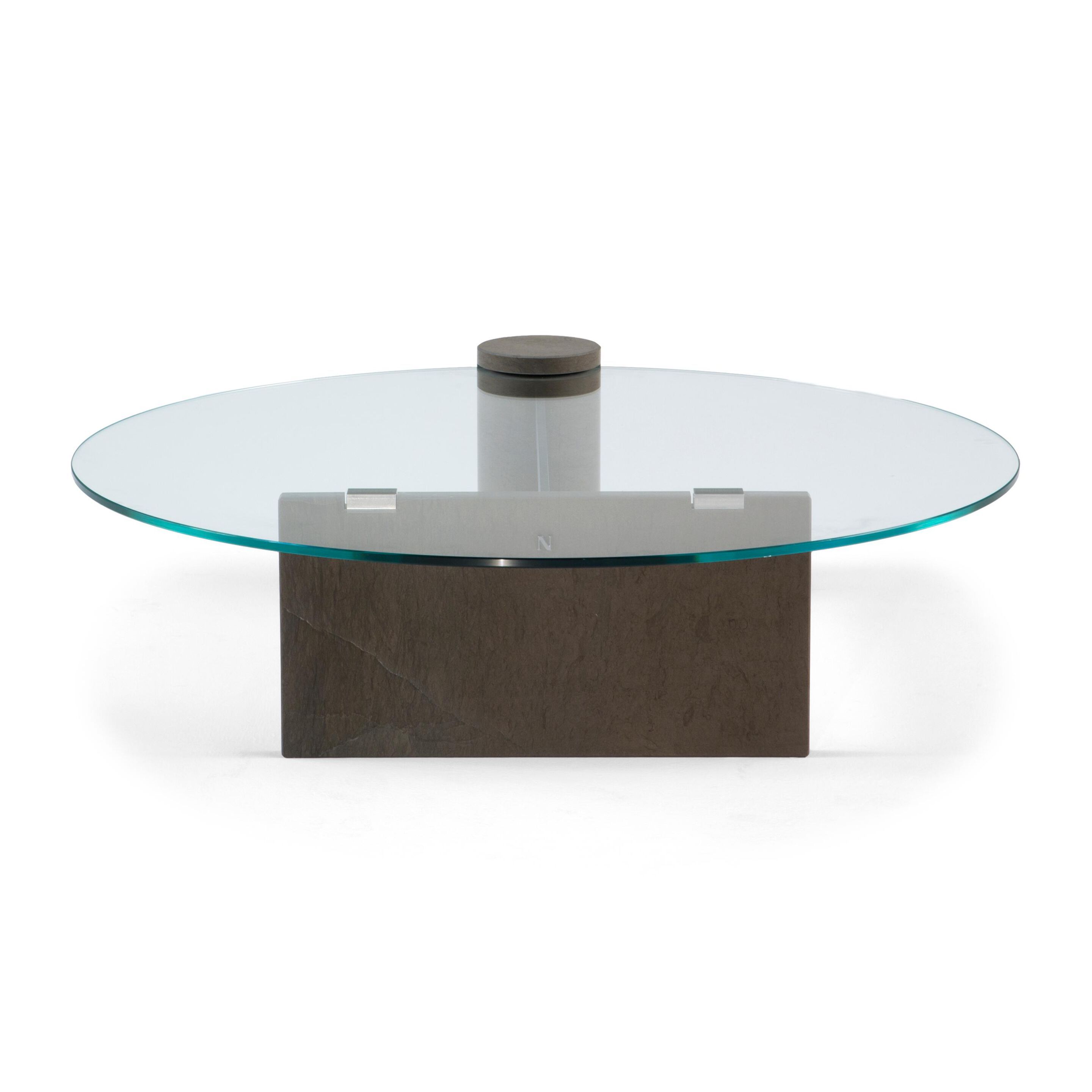 Мраморный низкий круглый журнальный столик со стеклянной столешницей Natuzzi Italia Solar ARCH-00117831 - Вид №2