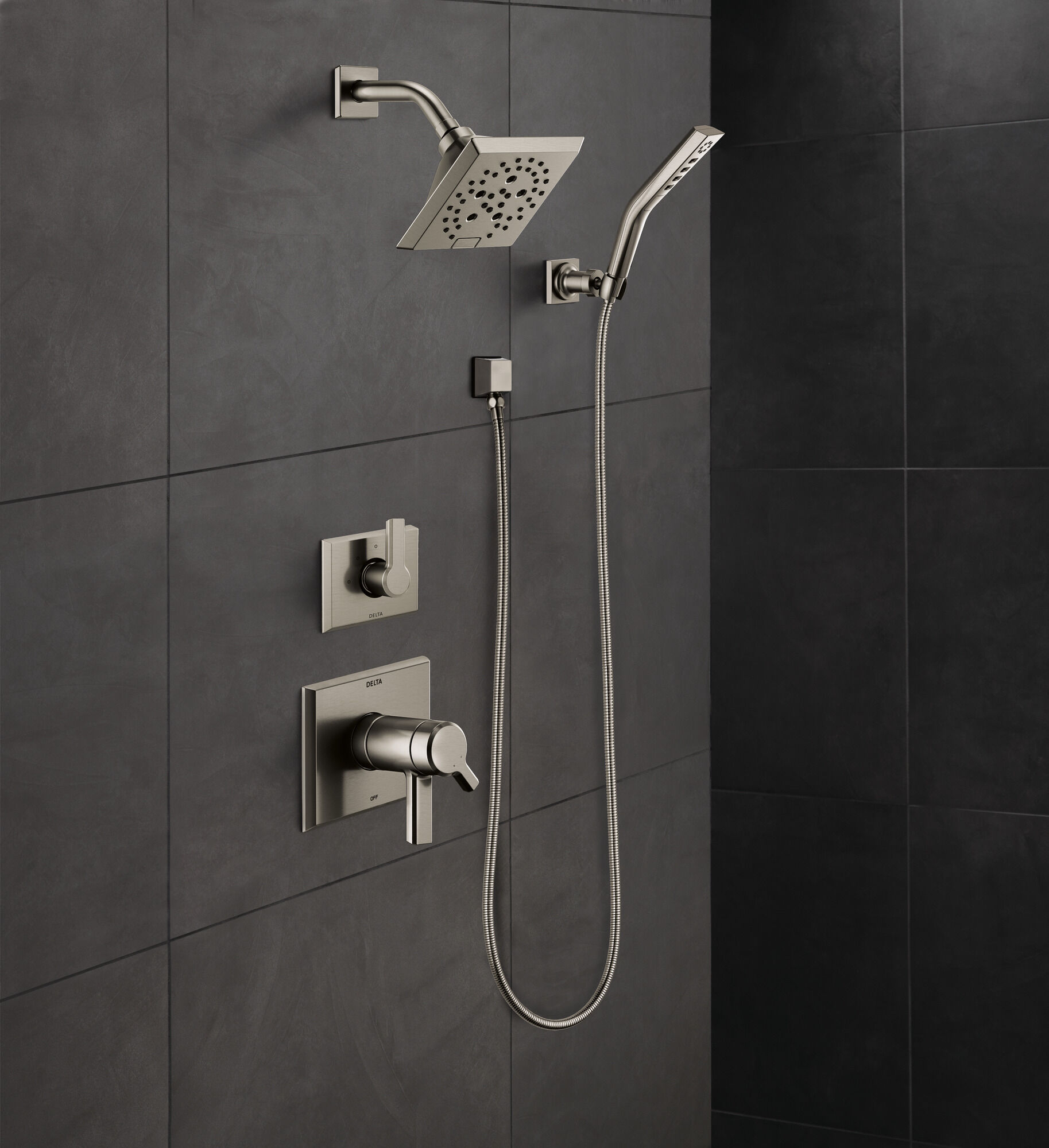 H2Okinetic® Ручной душ с 3 настройками для настенного монтажа Delta Faucet 55799-SS - Вид №7