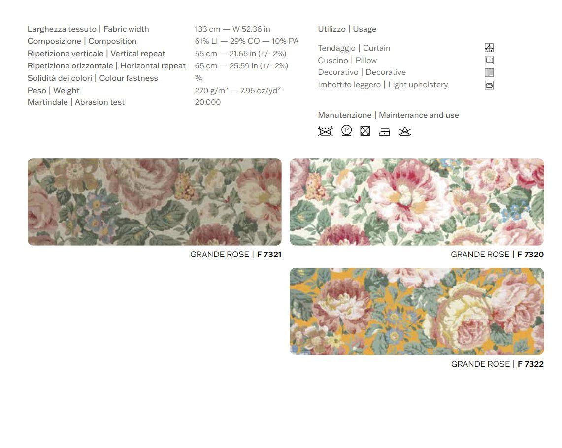 Обивочная ткань с цветочным рисунком Jannelli&Volpi СП GRANDE CORNICHE FABRICS ARCH-00063872 - Вид №2