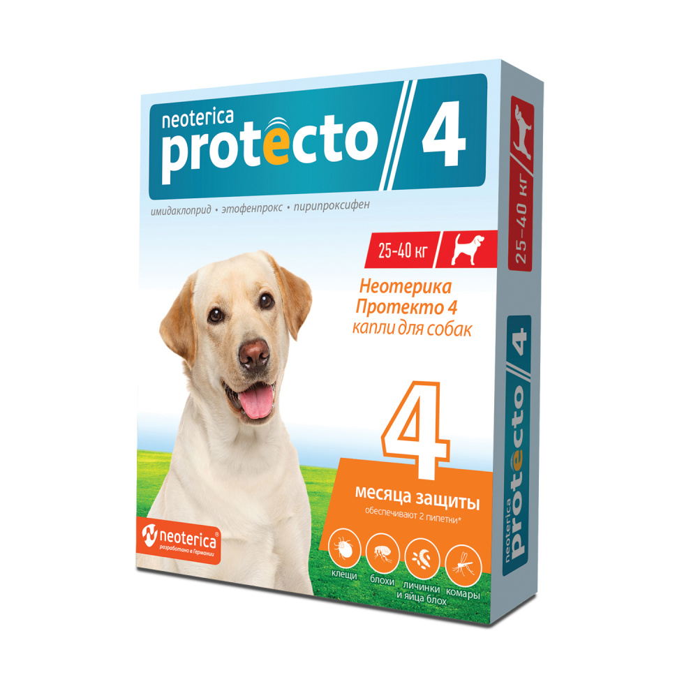 ПР0057360 Капли для собак от блох и клещей 25-40кг 2 пипетки Protecto 