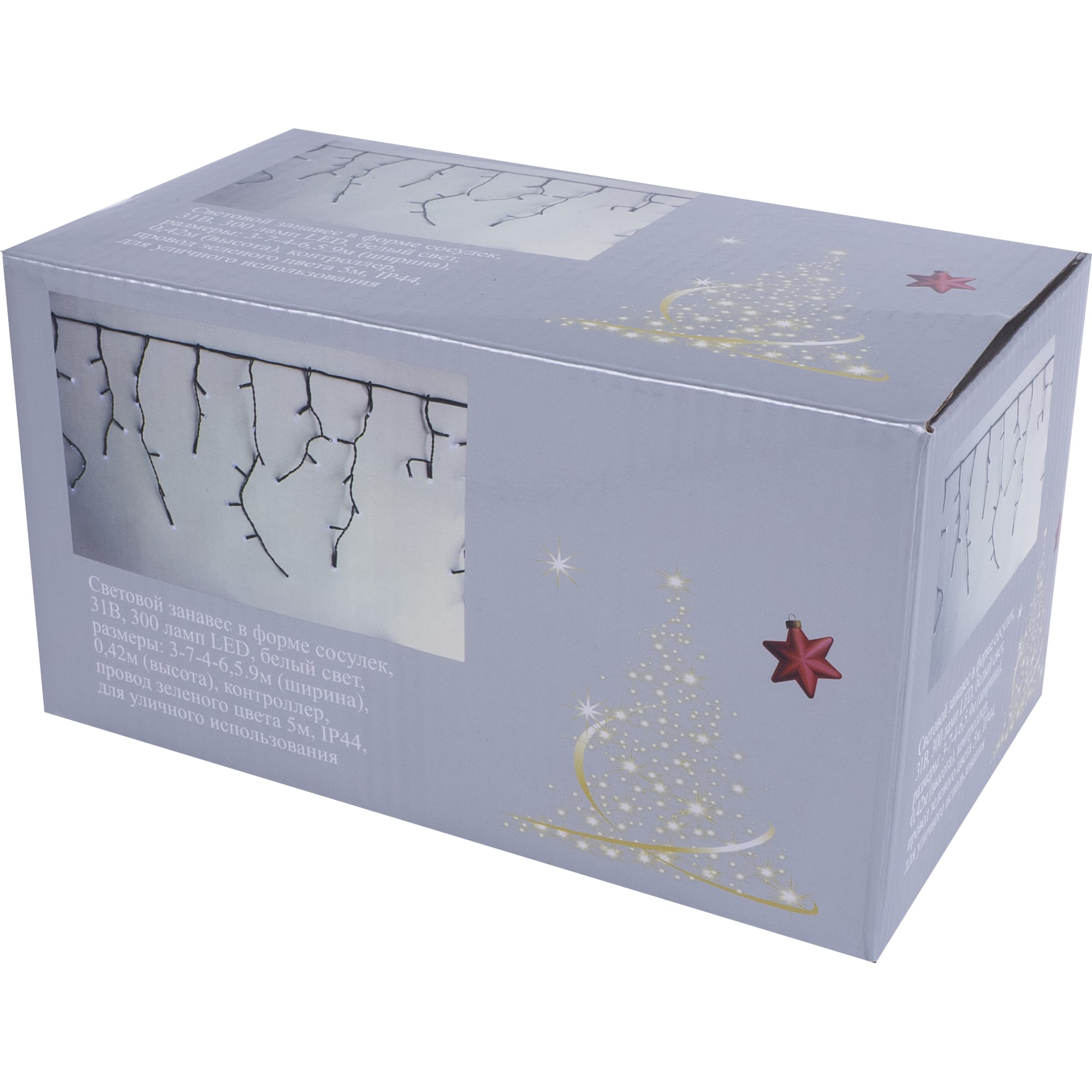 14041006 Электрогирлянда наружная «Бахрома» 5.9 м 300 LED белый холодный Santreyd  - Вид №6