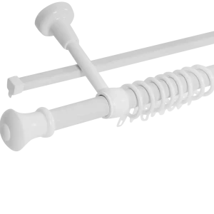 Карниз двухрядный Успех 200 см металл/пластик цвет белый