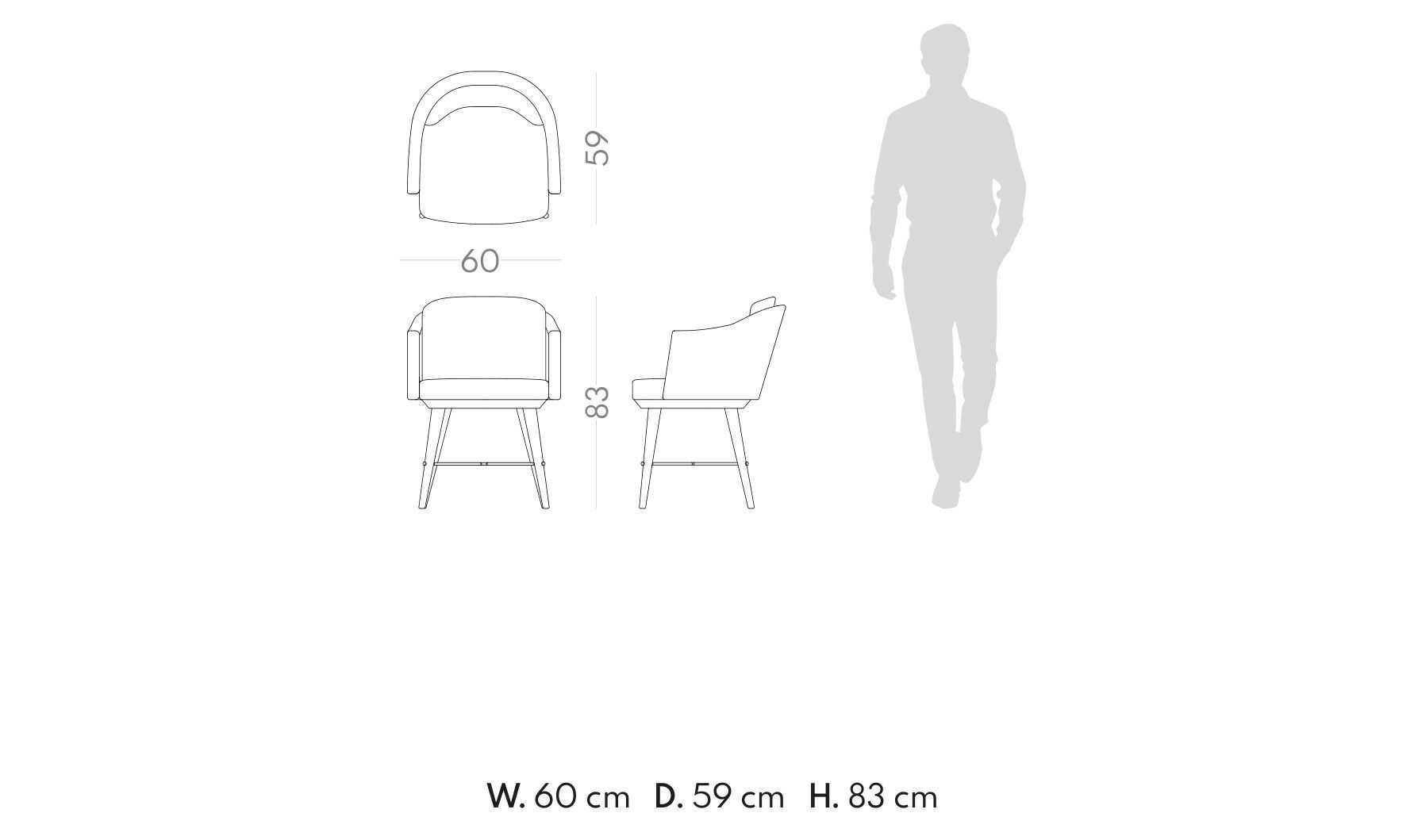Тканевый стул с подлокотниками PRADDY Natur ARCH-00065818 - Вид №6