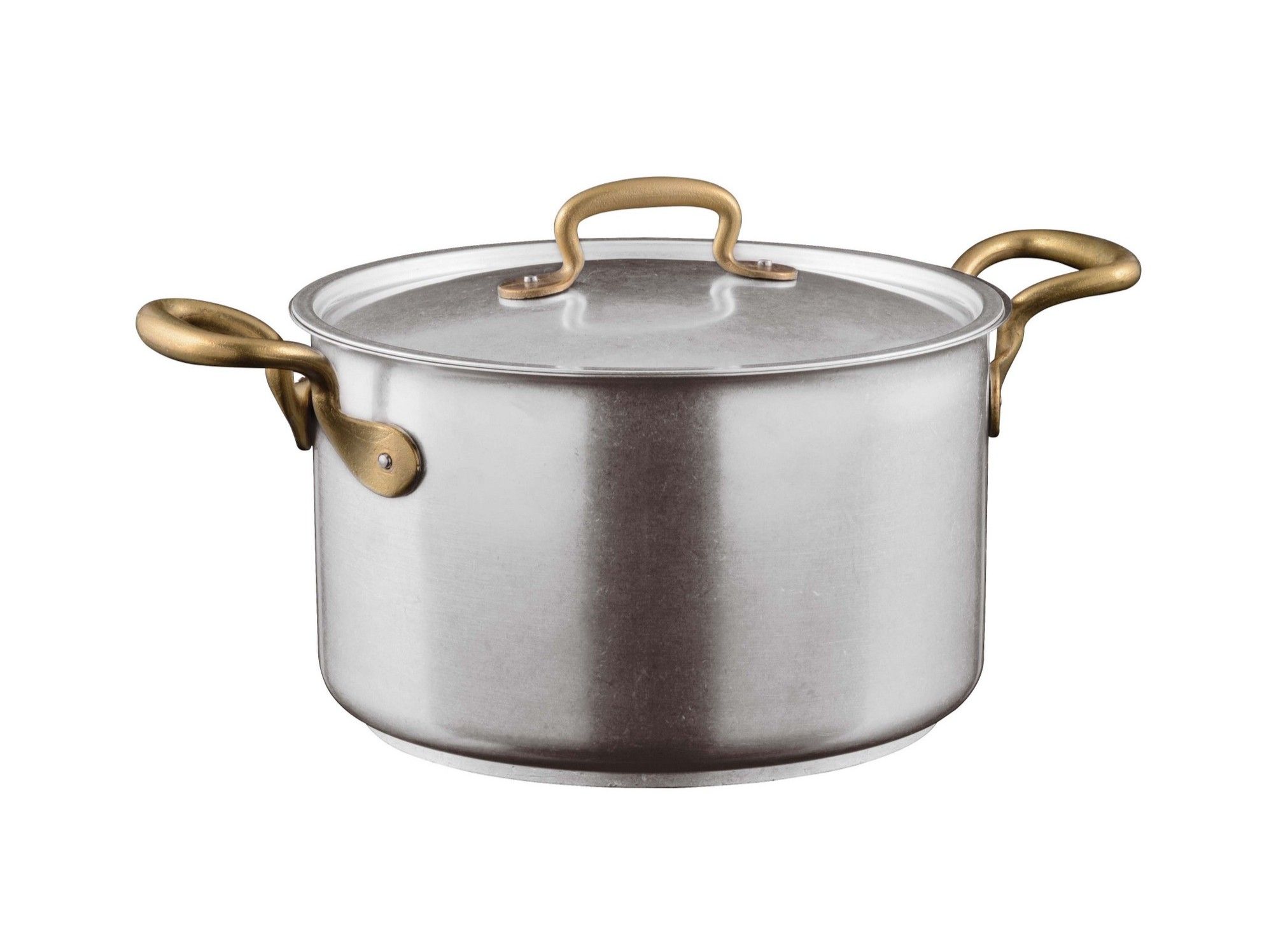 Горшок из нержавеющей стали с крышкой с ручками Sambonet 1965 Винтаж ARCH-00075516