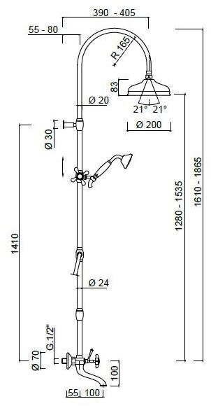 Настенная душевая стойка с ручным душем Kensington 3700wc-s Santreyd - Вид №1