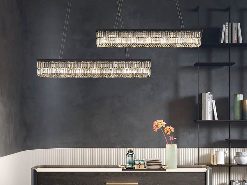 Окрашенный металлический подвесной светильник с кристаллами Masiero палладий ARCH-00130313