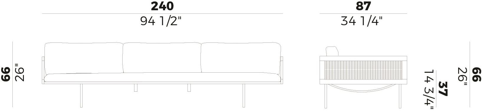 Potocco 3-х местный тканевый садовый диван Loom 880/dr-out - Вид №5