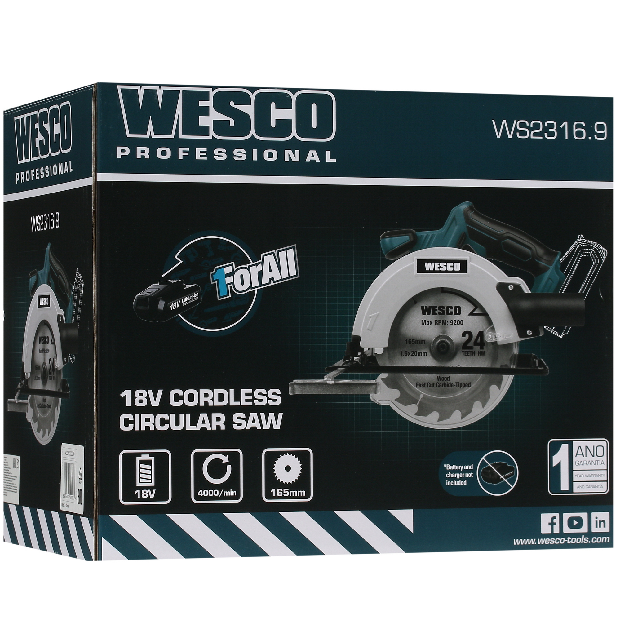 Пила дисковая Wesco WS2316.9 1ForAll 18V 5410766 STDN-0112820 - Вид №8
