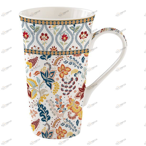 Кружка фарфоровая 0,6 л бело-голубая "Пейсли" EASY LIFE COFFEEMANIA & ATMOSPHERE 00-3947014 Белый;голубой 