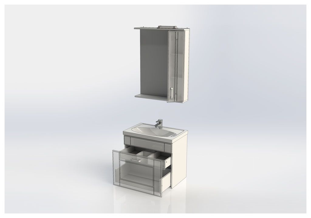 Мебель для ванной Aquanet Рондо 70 белый (1 ящик) 00195706 - Вид №4
