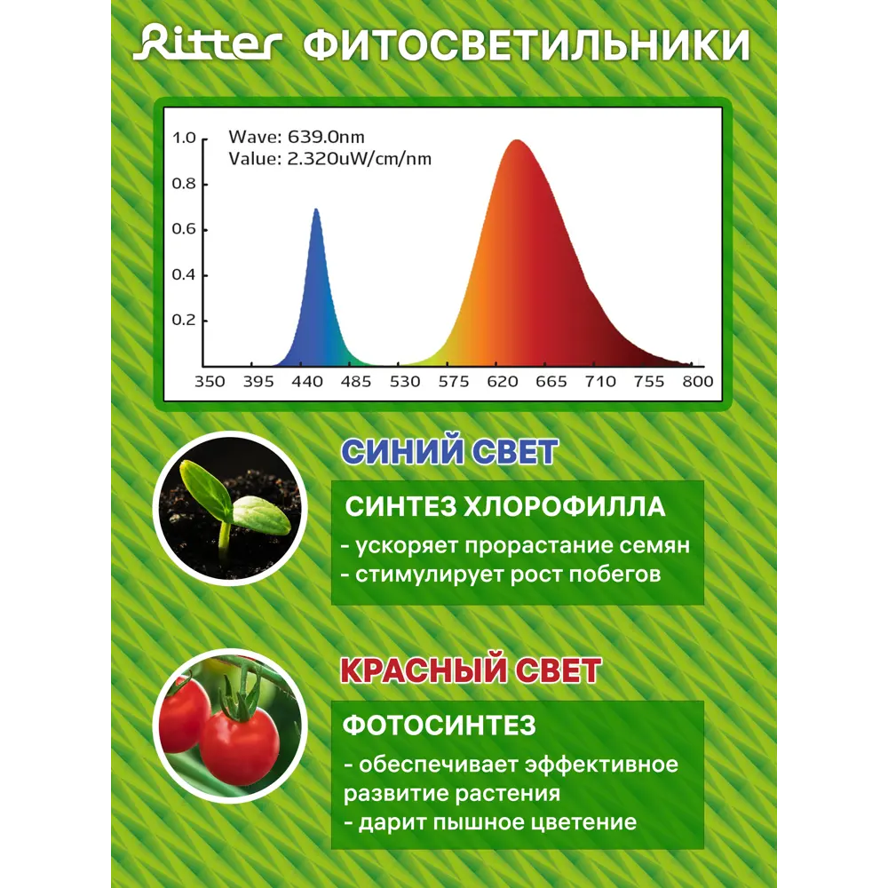 Светильник для растений на кронштейне с прищепкой Ritter 56305 1, 14 Вт, 21 μmol/s, 872 мм, фиолетовый свет 83614009 STLM-2206789  - Вид №11