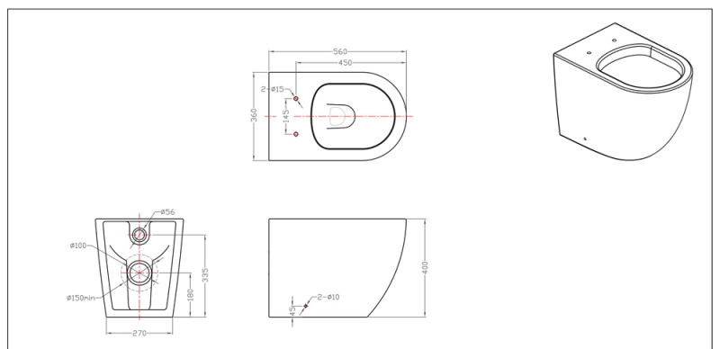 C01011W-ENG Приставной унитаз напольный Белый Bravat Gina Турция - Вид №2