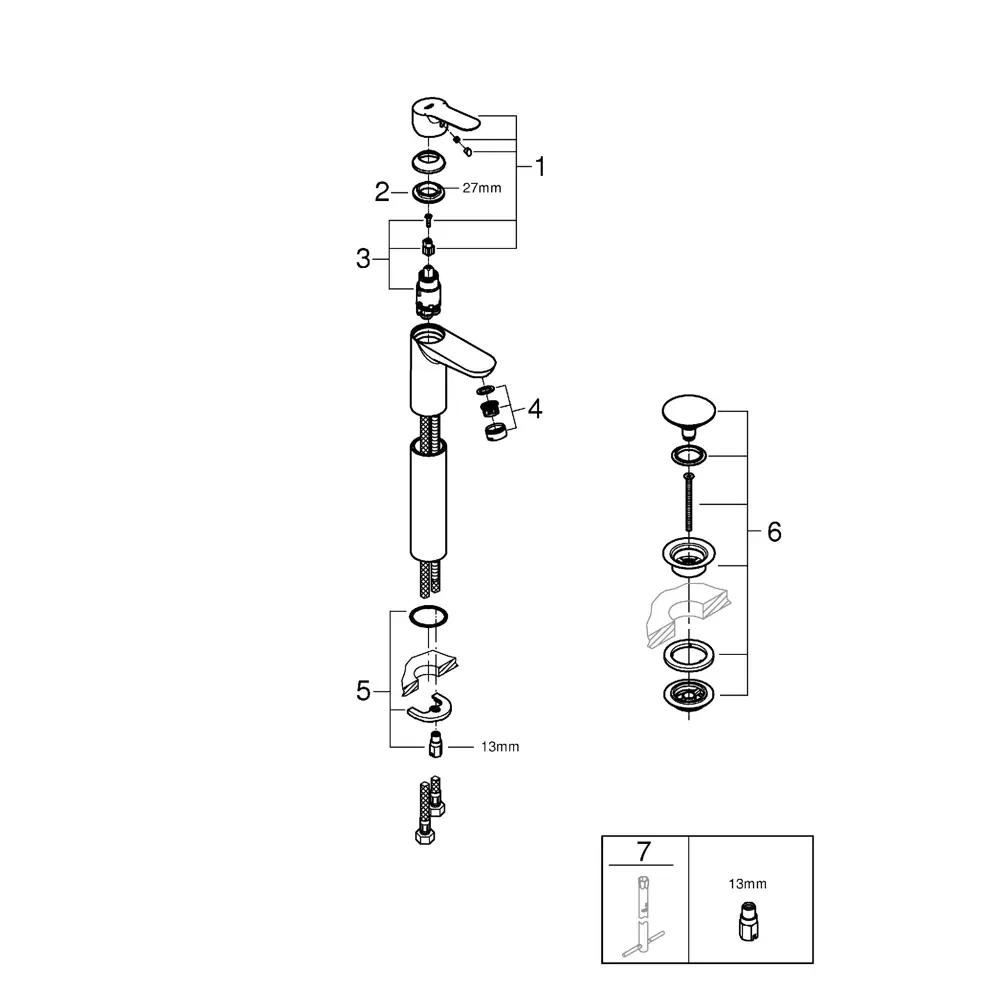 Смеситель для раковины Grohe Startclova XL однорычажный цвет хром 82312203 STLM-2133126 Start Clova - Вид №6