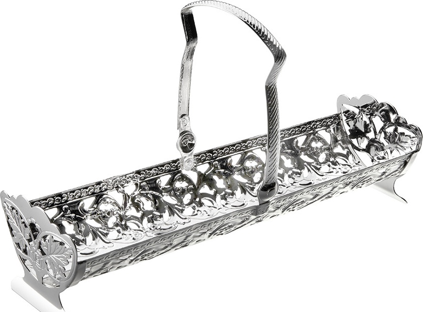 10611748 Queen Anne Блюдо для печенья с ручкой, на ножках Queen Anne 22х7х11см, сталь, посеребрение Сталь нержавеющая с посеребрением 
