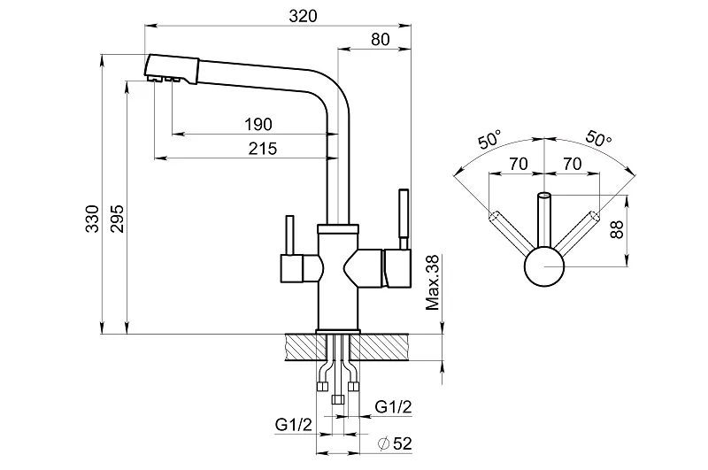 2015, ЧЁРНЫЙ, СМЕСИТЕЛЬ КУХОННЫЙ GRANULA 2015-ST157 - Вид №2