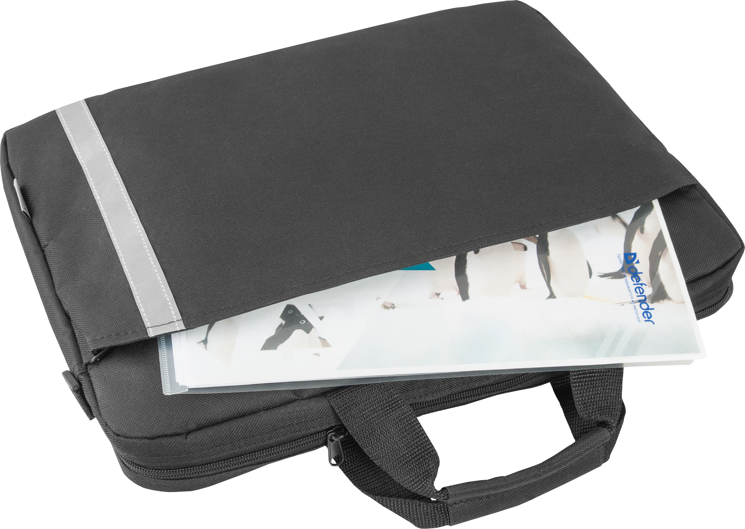 26097 сумка для ноутбука shiny 15''-16" черный, светоотражающая полоса Defender Santreyd  - Вид №6