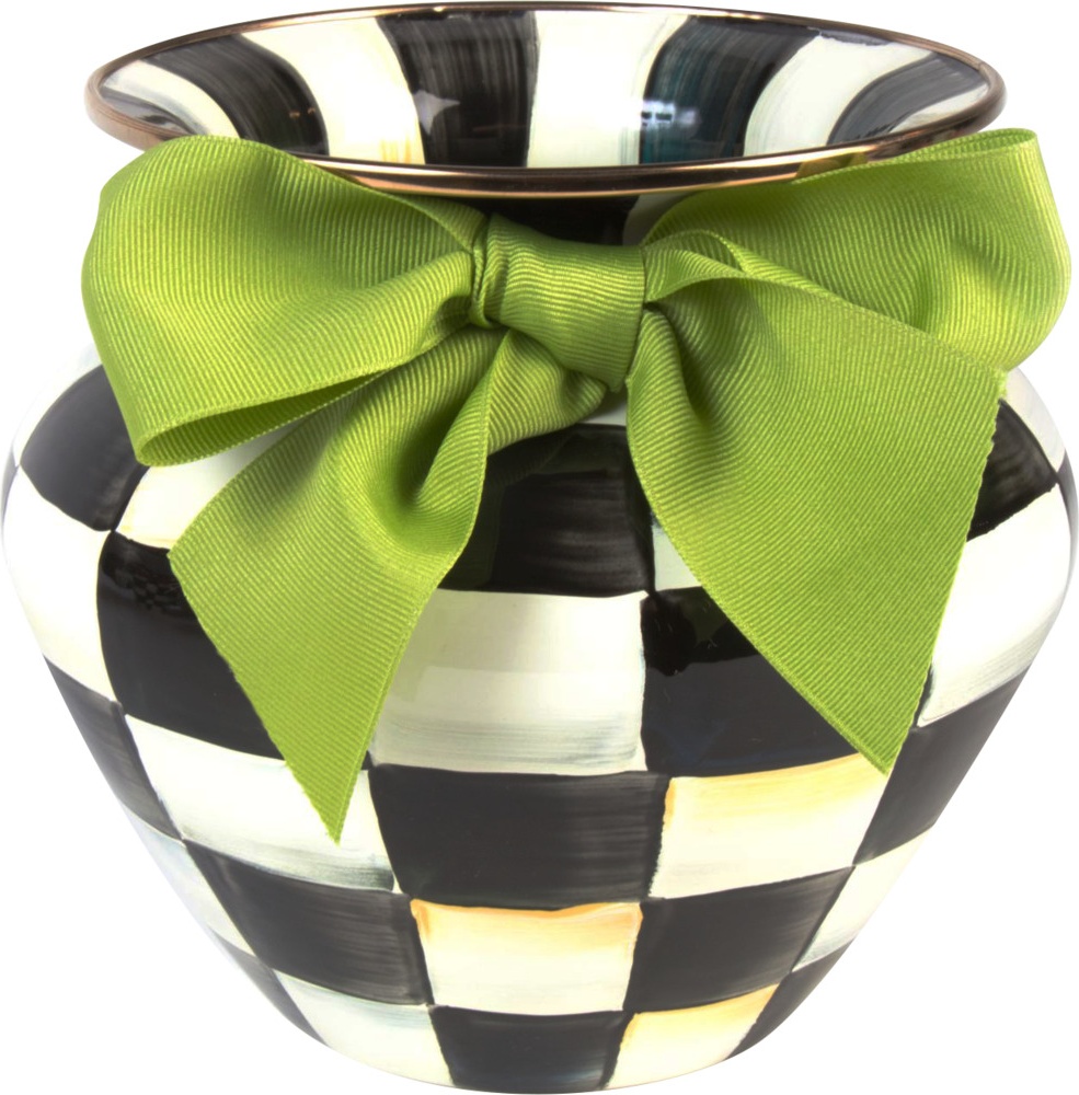 10586127 Mackenzie-Childs Ваза с зеленой лентой 13Dx12H 