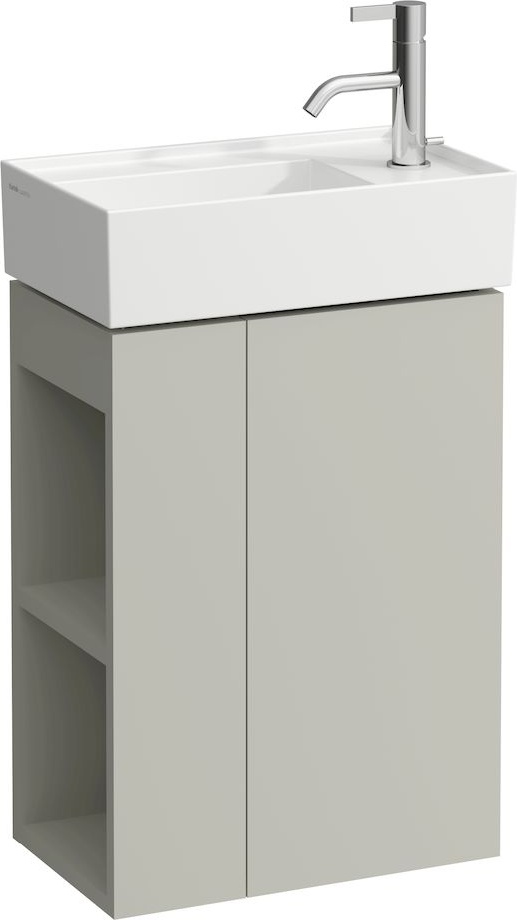 H4075180336411 Шкафчик под раковину с 1 стеклянной полочкой, дверца, крепление на петли справа, открытая полочка слева, для раковин с полочкой для смесителя справа 815334 LAUFEN PRO - Вид №1