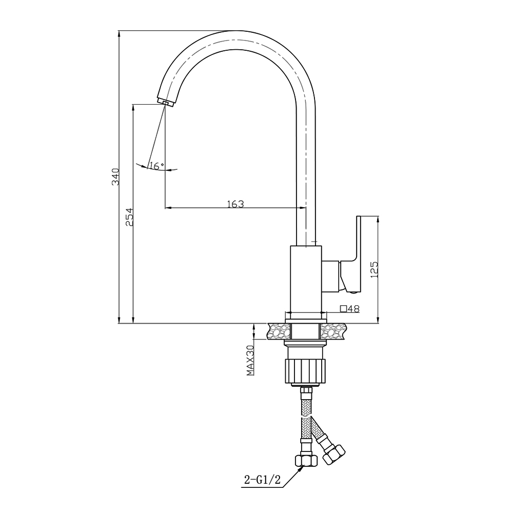 Смеситель для кухни Raiber R0040 однорычажный R0040 Santreyd  - Вид №1