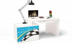 Стол модульный ABC-KING Г Тумба 400+400 La-Man ПРАВЫЙ голубой