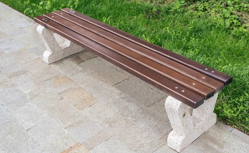 ENCHO ENCHEV - ETE Скамья без спинки из бетона и дерева  110  - Вид №1