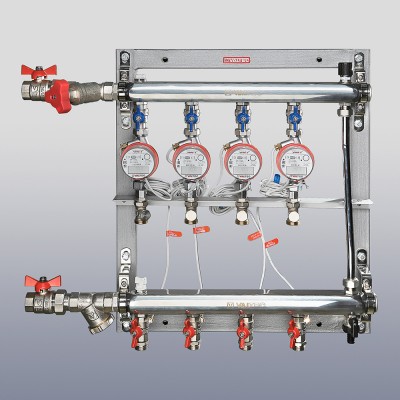 VT.GPR.06S04.L2 Узел этажный для поквартирного учета тепловой энергии с перепускным клапаном Valtec 1", 2 вых., ввод слева  - Вид №1