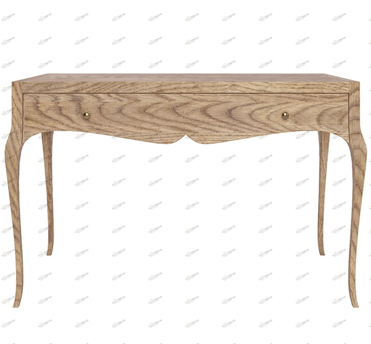 Письменный стол с ящиком и гнутыми ножками деревянный, дуб Villagio FURNITERA  120344 Дуб 