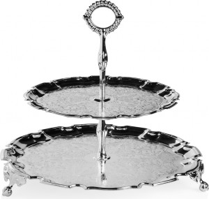 10627932 Queen Anne Блюдо двухъярусное Queen Anne "Чиппендейл" 24/31см, сталь, посеребрение (волнистый борт) Сталь нержавеющая с посеребрением