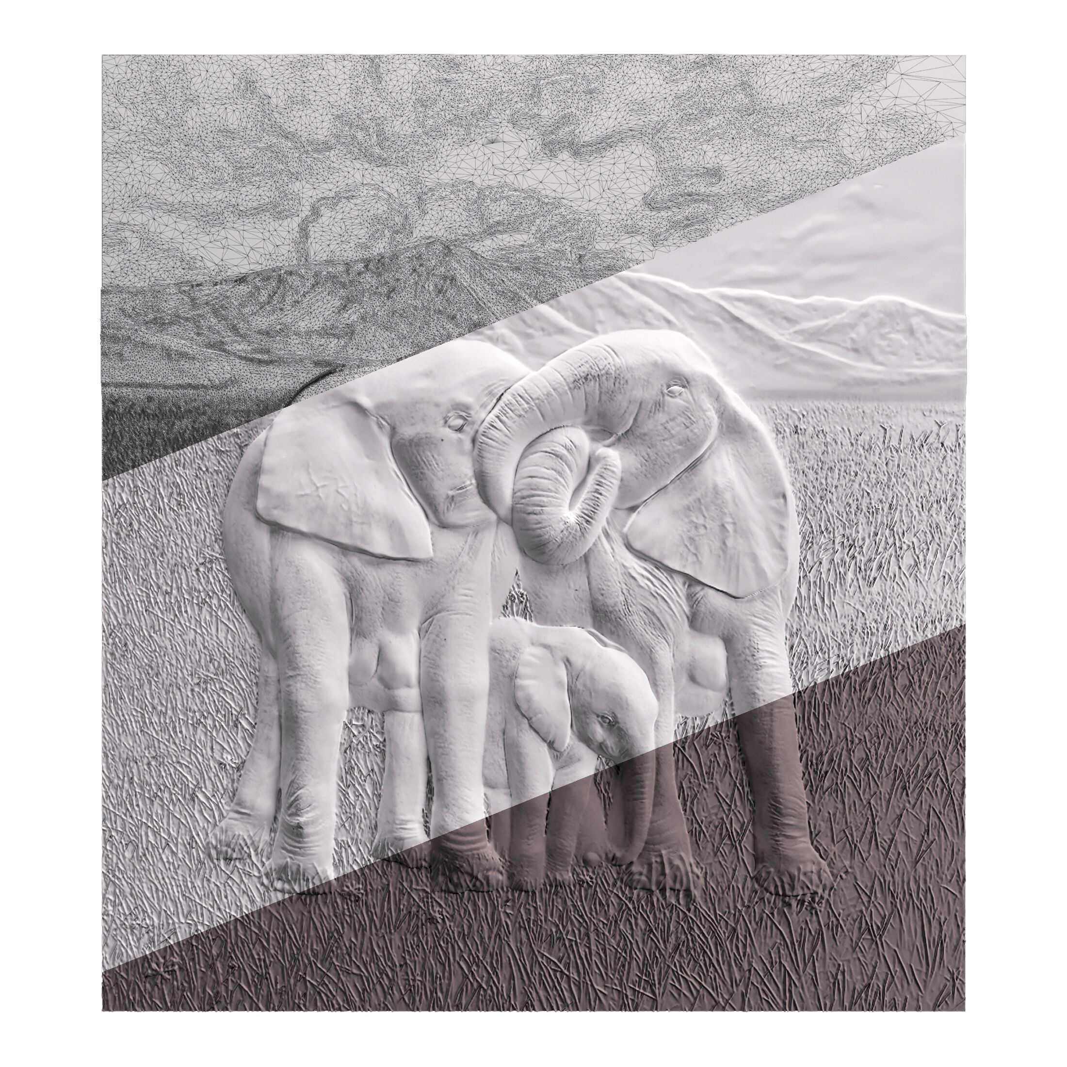 Трехмерная декоративная гипсовая панель WallDeco ELEPHANTS ARCH-00127145 - Вид №4