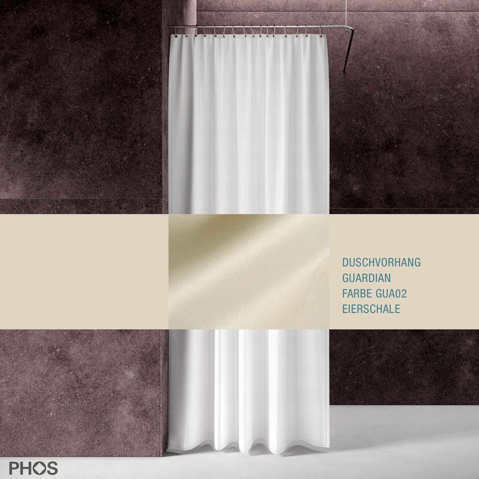 DV-GCS200-070-GUA02 Занавеска для душа Guardian, длина 200 см, ширина 70 см. яичная скорлупа PHOS 