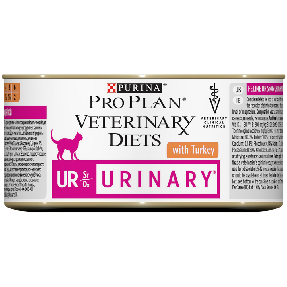 ПР0033164 Корм для кошек Veterinary Diets UR St/Ox Urinary при болезни нижних отделов мочевыводящих путей, индейка конс. 195г Pro Plan 