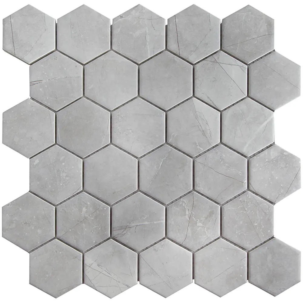 Мозаика керамическая Smart Mosaic Homework Hexagon Marblegrey Мат 27.1x28.2 см цвет серый 82909305 STLM-2030911 - Вид №2