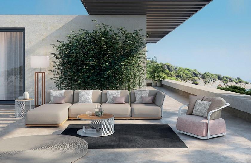 Atmosphera Круглый садовый стол из алюминия со столешницей из тика Switch Sc.sr - Вид №2