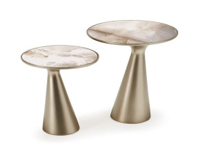 Круглый журнальный столик из полиуретана и керамики