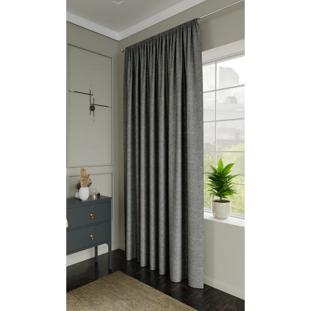 Штора MIAMOZA Елочка серая 200x280 см с ленточным креплением 89427085 STLM-1583951