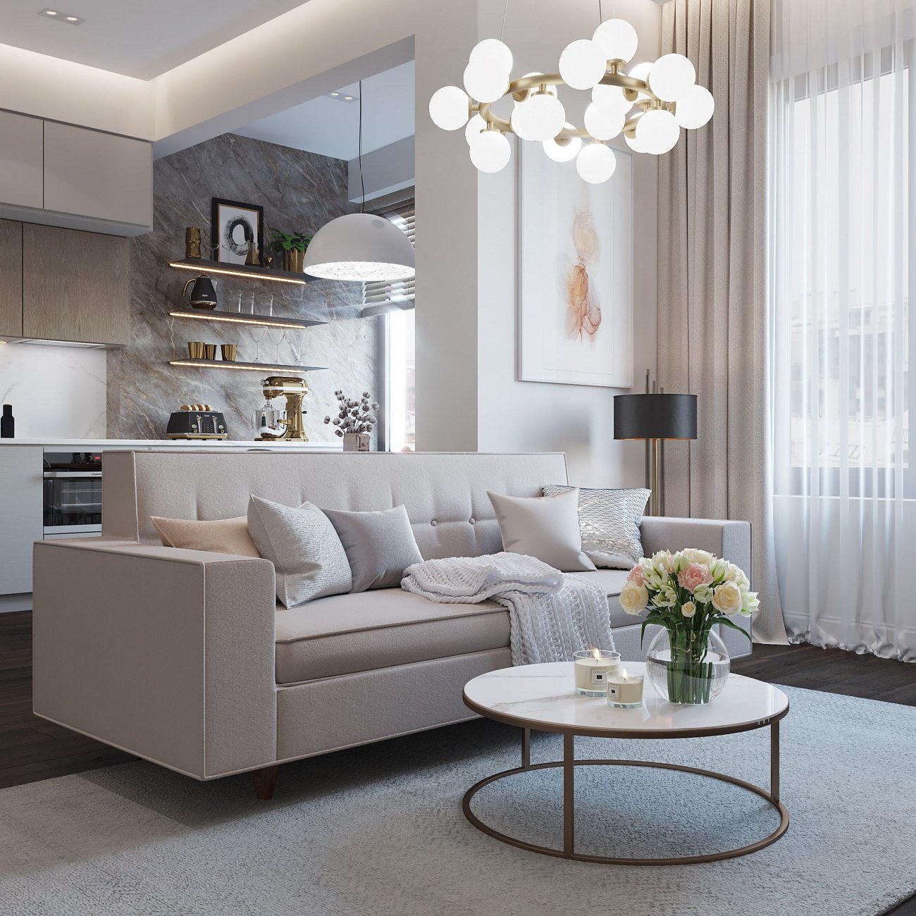 Подвесная люстра Ideal Lux Copernico SP12 Nero IDEAL LUX ДИЗАЙНЕРСКИЕ, COPERNICO 312797 Белый  - Вид №1