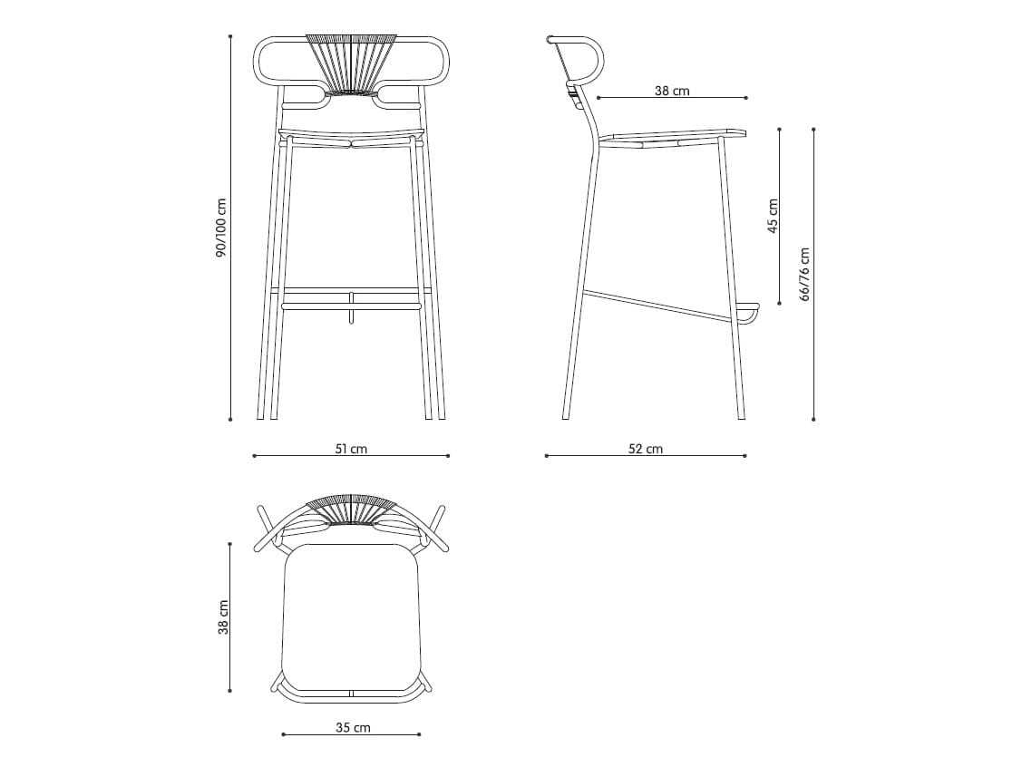 Металлический и буковый табурет с подставкой для ног TrabA' Генуя ARCH-00053299 - Вид №3