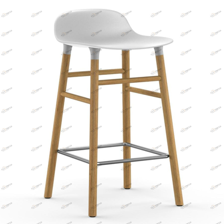 Барный стул Form с ножками из дуба 65 см, белый Normann Copenhagen 602780