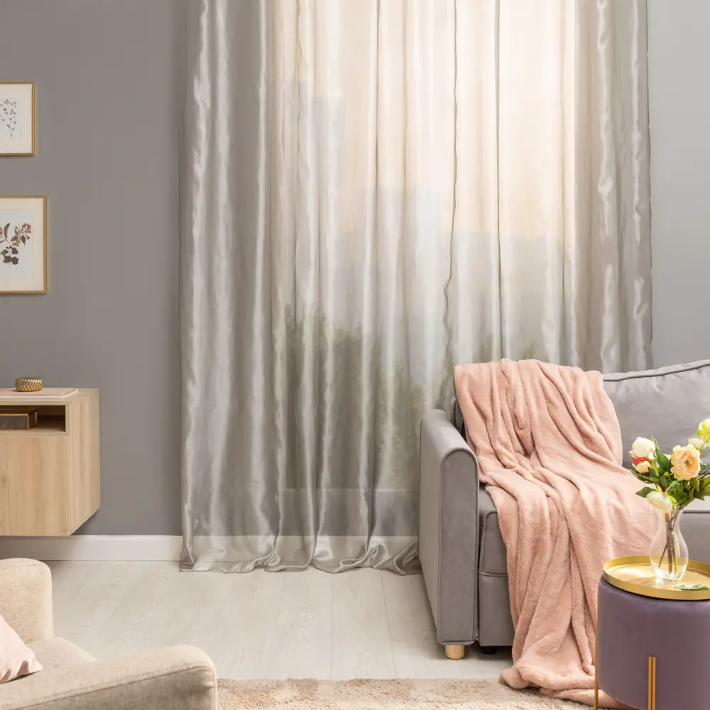 Тюль INSPIRE на ленте 300×280 см - воздушная микровуаль светло-серого оттенка 17989661