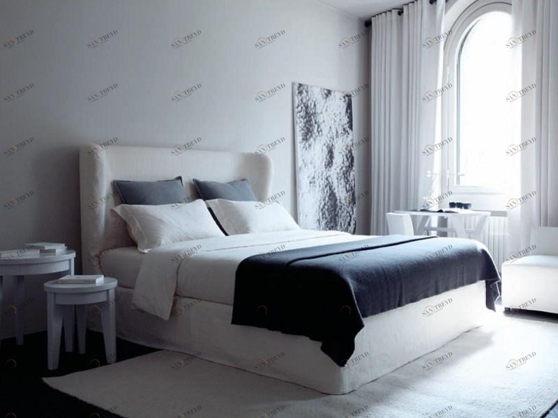 Meridiani Двуспальная кровать из ткани с высоким изголовьем sun-id-1480118