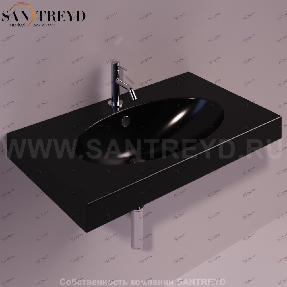 LFT44NERO Подвесная раковина настенная прямоугольная Simas LFT Spazio черная