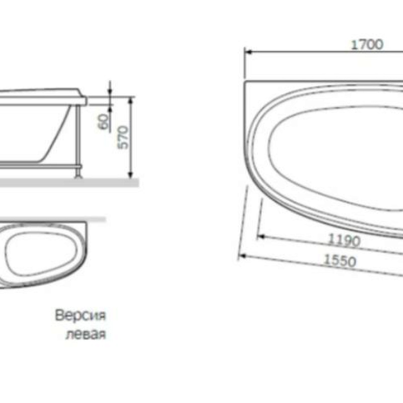 W80A-170U110W-P панель фронтальная 170х110 см универсальная шт AM.PM Like - Вид №1
