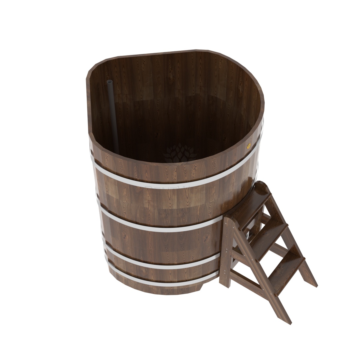 1580 Купель угловая из сращенных ламелей лиственницы 1,19х1,19х1,4 морёная Alyarus  - Вид №2